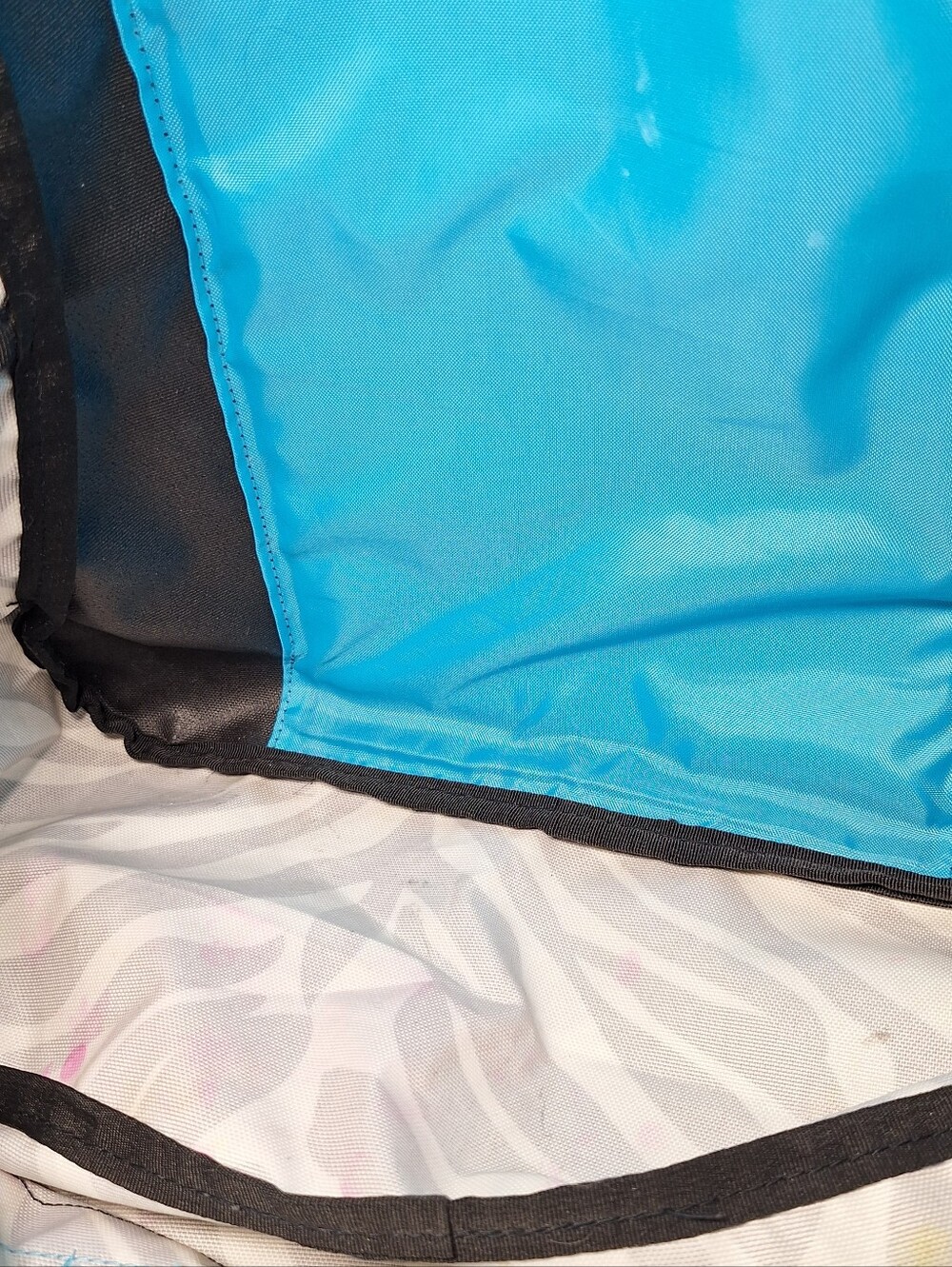 Jansport Backpack, Zebra Stripes, Black & White w/Blue Accents - Picture 15 of 16